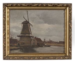 Windmill Scene by Gustav Wolff