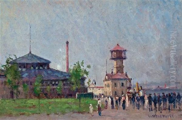 Castle Garden At Battery Park With The Fire Boat Tower - view 1