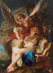 Maria Magdalena Wird Von Einem Engel Getrostet by Johann Andreas Wolff