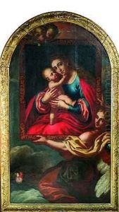 Ein Engel Prasentiert Ein Gemaltes Gnadenbild Madonna Mit Kind by Johann Andreas Wolff