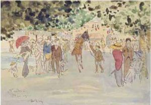 Aux Courses, Le Rond Depresentation, 1912. by Achille Bron