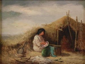 A Nomadic Woman Preparing A Melon