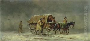Winterlandschaft Mit Planwagen by Joseph Wolfram
