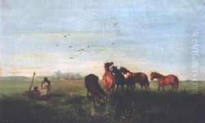 Magyars Tending Horses by Joseph Wolfram