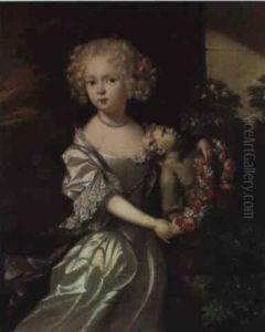 Portrait D'une Jeune Fille Tenant Une Guirlande De Fleurs