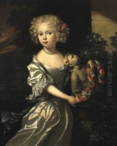 Fillette Ornant D'une Guirlande De Fleurs Une Statue De L'amour