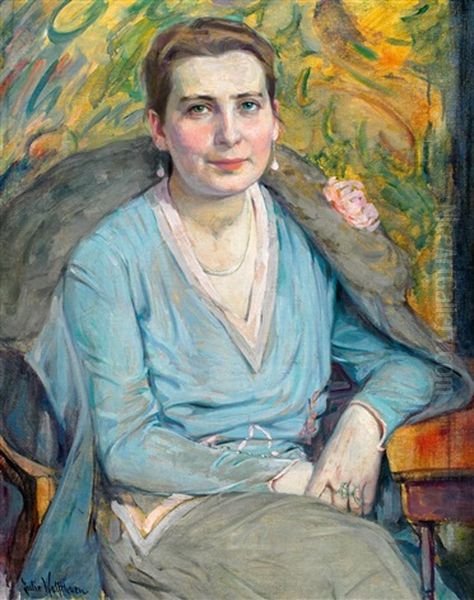 Marta Baedeker, Sitzend In Halbfigur Mit Umgelegter Pelzjacke - view 1