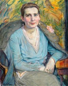 Marta Baedeker, Sitzend In Halbfigur Mit Umgelegter Pelzjacke by Julie Wolfthorn
