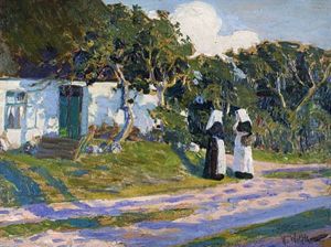 Fischerfrauen Am Gehoft. Hiddensee by Julie Wolfthorn