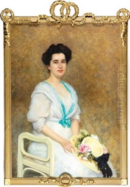 Portrait Of A Lady With Summer Hat - view 1