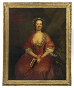 Portrait Of Mary Thomas, Second Wife Of Philip Bartholomew, In A Pink Dress With A Lace Collar And Sleeves, Seated In An Interior, Holding An Open Book... by John Wollaston