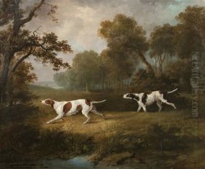 Gun Dogs In An Extensive Landscape by Dean Wolstenholme the Elder