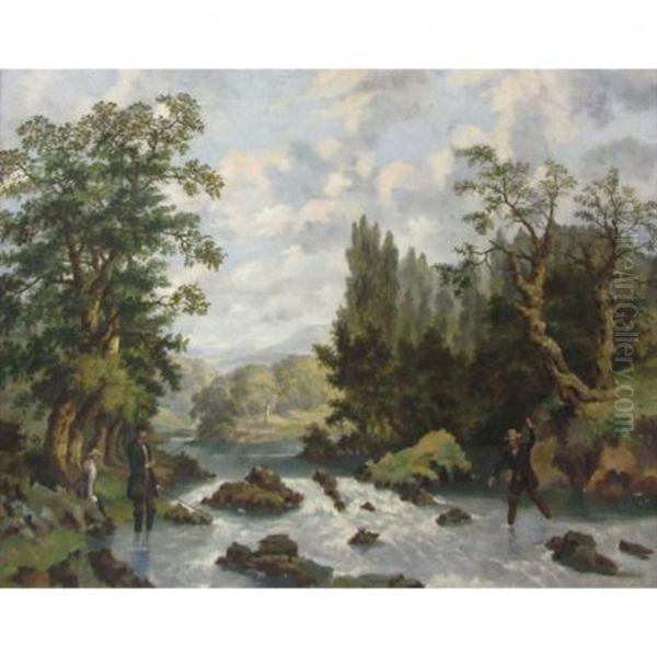 Anglers Fishing In The Rapids - view 1