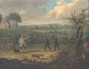 Three Hunting Gentlemen And Their Dogs by Dean Wolstenholme the Younger