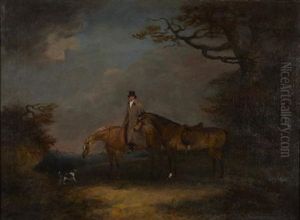 Hunters And Groom In A Wooded Landscape by Dean Wolstenholme the Younger