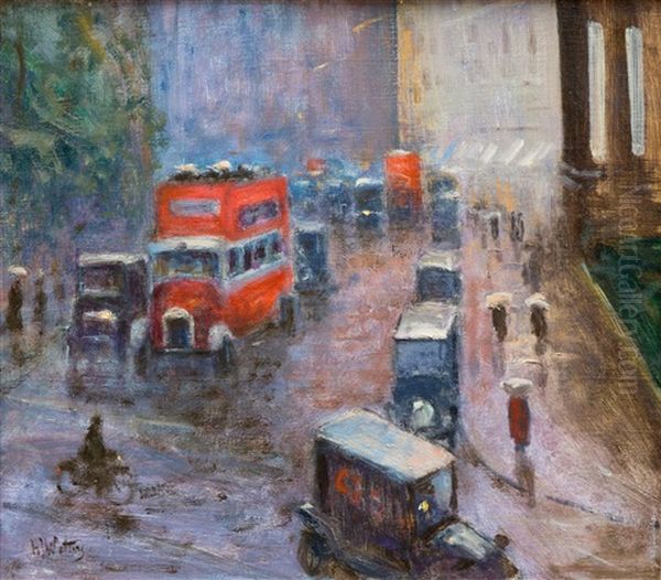 Busy Traffic At Trafalgar Square, London - view 1