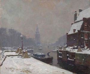 The Oude Schans With The Montelbaanstoren In Winter, Amsterdam