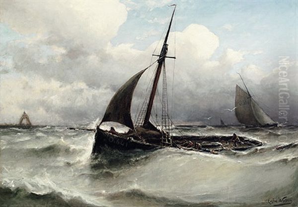 Marine Mit Segelbooten In Bewegter See - view 1