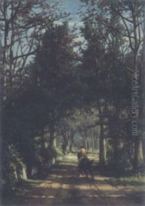 Cantering Through Woodland by Eugene Jacques Hubert Wolters