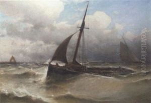 Ostende Fishing Boats Running Into Their Homeport In A Squall Ostende Fishing Boats Running Into Their Homeport In A Squall