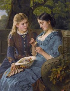 Parkszene Mit Verliebter Junger Frau by Berthold Woltze