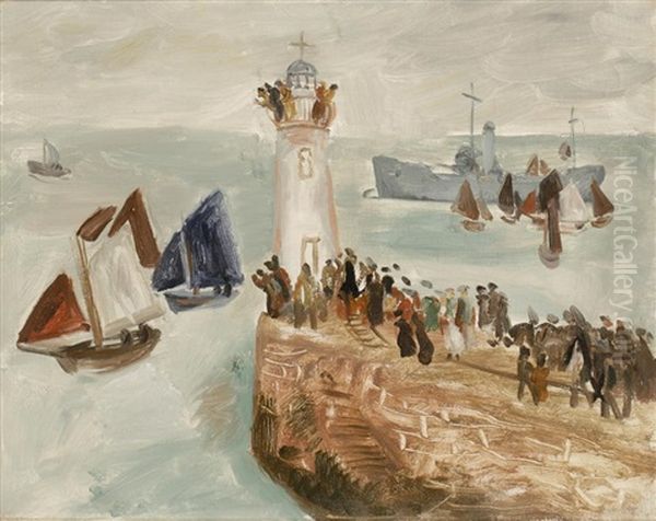Shipping Off Newlyn Harbour - view 1