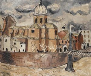 Church And Bridge, Rome by Christopher Wood