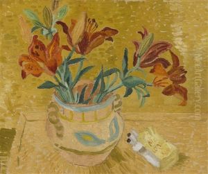 Lilies In A Decorated Bowl by Christopher Wood