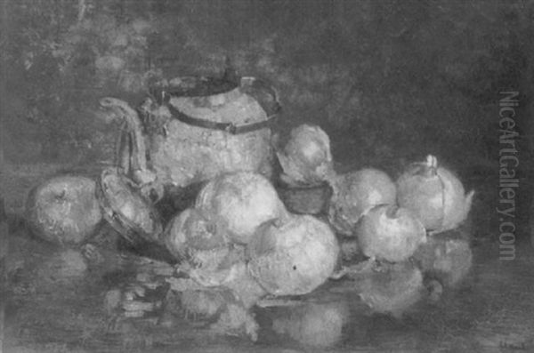 Still Life With Onions And A Teapot - view 1