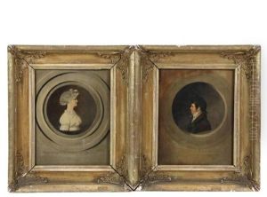 A Pair Of Profile Bust Portraits, Man And Women by James Wood