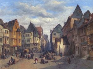Markttreiben Auf Altem Stadtplatz