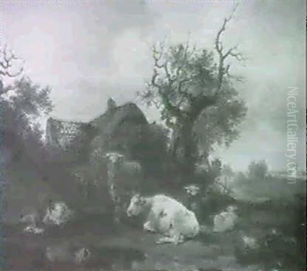 Cattle By A Ruined Farmhouse - view 1