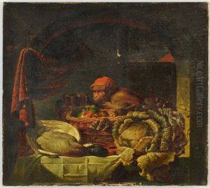 Still Life With Monkey, Fowl And Vegetables by Thomas Waterman Wood