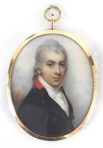 A Portrait Miniature Of A Gentleman Wearing A Blue Coat With A Scarlet Collar