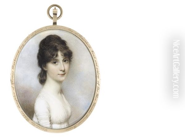 Miss Charlotte Sophia Dashwood (d.1870), Wearing White Dress, Her Brown Hair Upswept - view 1