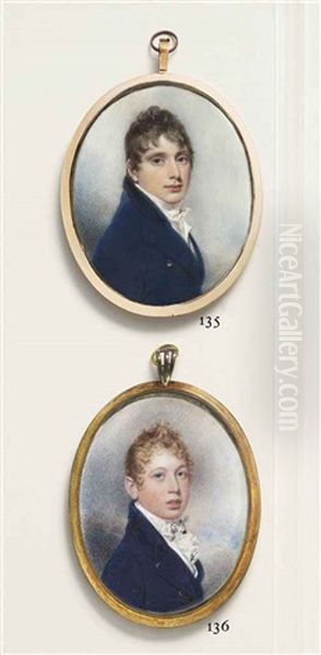 William Duncan The Younger Of Rectalrig, In Blue Coat With Black Collar, White Waistcoat And Tied Cravat - view 1