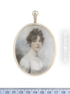 A Lady, Wearing White Dress, Her Hair Softly Curled And Upswept