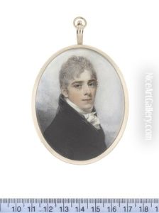 A Young Gentleman, Wearing Black Coat And Waistcoat, White Frilled Chemise And Tied Stock, His Cropped Hair Lightly Powdered by William Wood