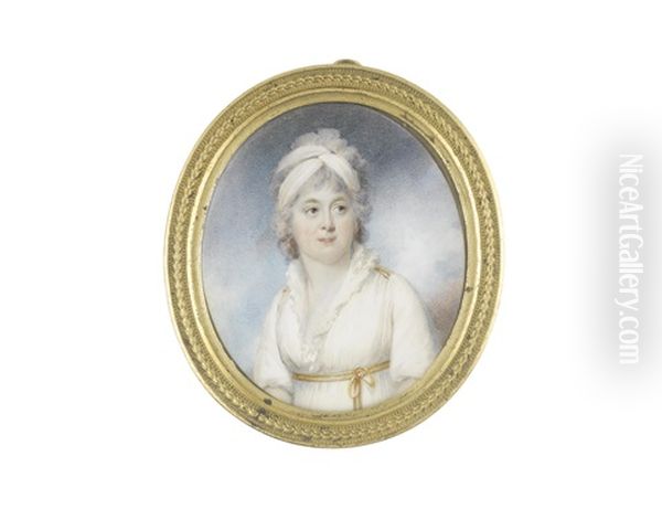 A Pair Of Miniatures Portraying Sir William Beaumarris Rush (1750-1822) And Lady Laura Rush Nee Carter: The Former, Wearing Blue Coat, White Waistcoat, Stock And Frilled Cravat; The Latter (2 Works) - view 1
