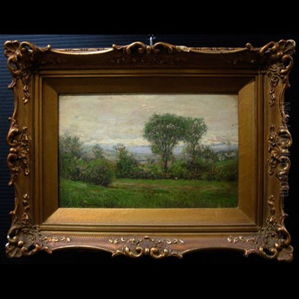 Landscape Study With Old Rail Fence And Distant Houses - view 1