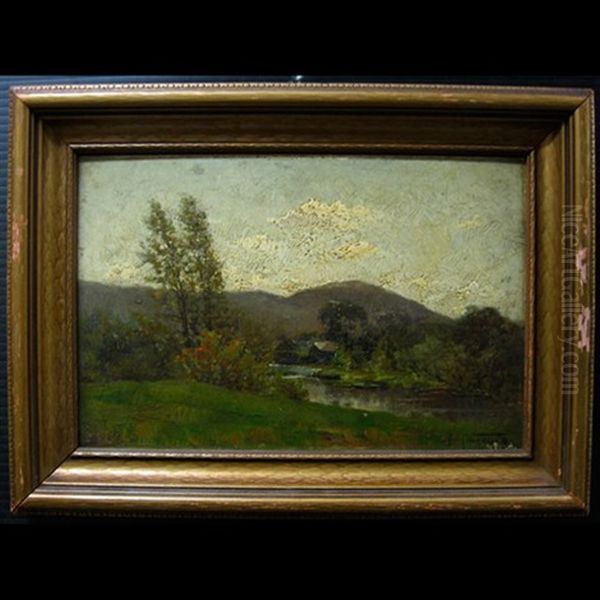 Landscape Study With Houses By River - view 1