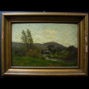 Landscape Study With Houses By River by Percy Franklin Woodcock