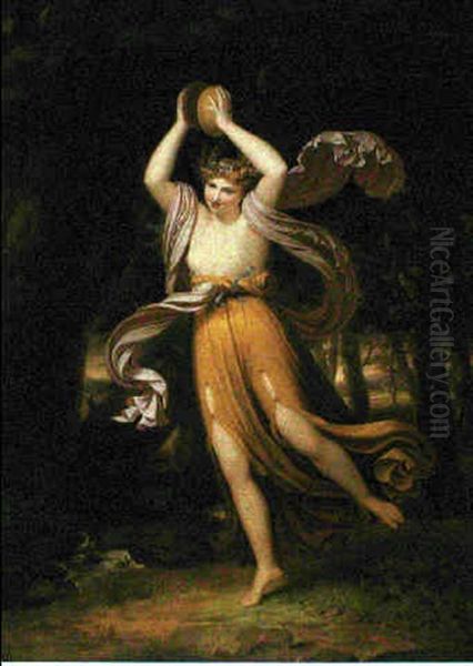 A Bacchante, Thought To Be Lady Hamilton, In A Wooded Landscape - view 1