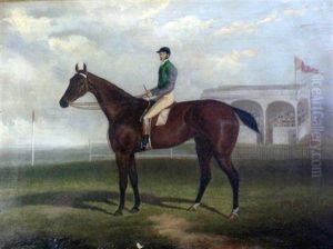 Galloping Billy & Jockey At Flemington Racecourse by Frederick Woodhouse Sr.