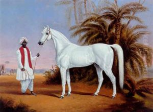 Rajah, An Arab Stallion With His Groom, Thombo