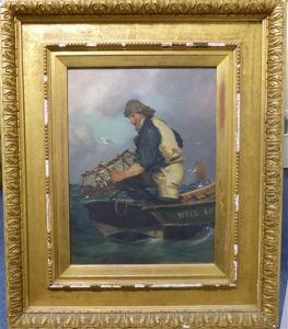 A Fisherman Hauling In A Lobster Pot