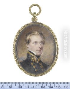 Mr Hammel Strutt (b.1804), Wearing Blue Double-breasted Coat With Gold Buttons, His Standing Collar Bearing Gold Trim And A Gold Embroidered Anchor...