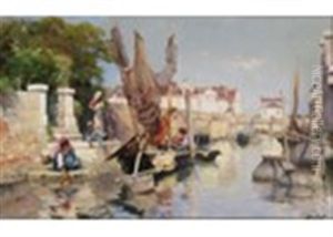 A Venetian Canal Scene A Venetian Canal Scene