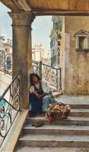 A Rest On The Steps, Venice by Henry Woods