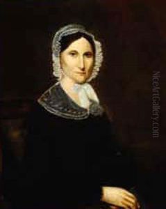 Portrait Of A Seated Woman Wearing A Lace Bonnet And Collar Holding A Prayer Book